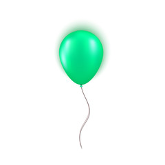 Realistic green balloon isolated on white background. Design element for Birthday party, grand opening or Big Sale greeting card concept. Vector illustration