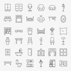 Furniture Line Icons Set