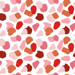 Abstract seamless pattern. Trendy wallpaper with random different shapes in warm earthy colors. Brown, beige, cream, terracotta, pastel, pink. Modern textile, branding and packaging,wrapping paper.
