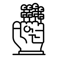 Four finger prostheses icon. Outline four finger prostheses vector icon for web design isolated on white background