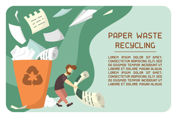Info placard concept with sample text about paper recycling
