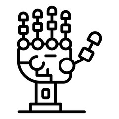 Skeleton of a mechanical arm icon. Outline skeleton of a mechanical arm vector icon for web design isolated on white background