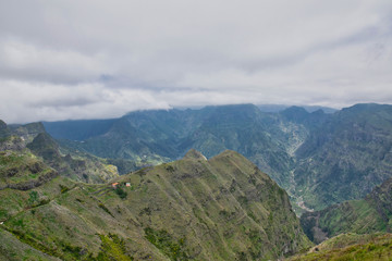 Obraz na płótnie Canvas Paul da Serra plateau panorama viewpoint on the Encumeada pass near Funchal on Madeira island, Portugal