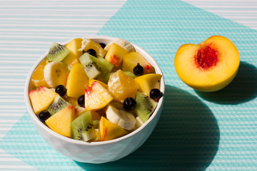 Fruit salad and sweets. Breakfast for the whole family