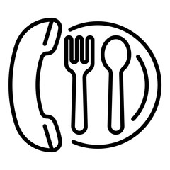 Order food by phone icon. Outline order food by phone vector icon for web design isolated on white background