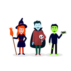 Halloween characters: witch, vampire, zombie