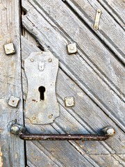 old wooden door handle