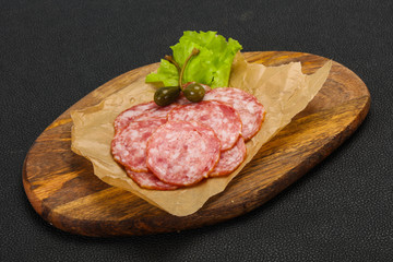 Spanish Salchichon sausage with salad