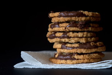 stack of cookies with chocolate