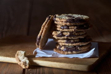 stack of cookies with chocolate