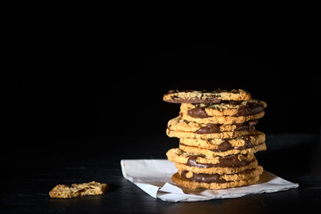 stack of cookies with chocolate
