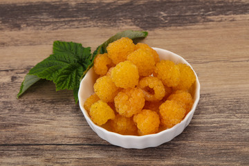 Sweet ripe tasty yellow raspberry