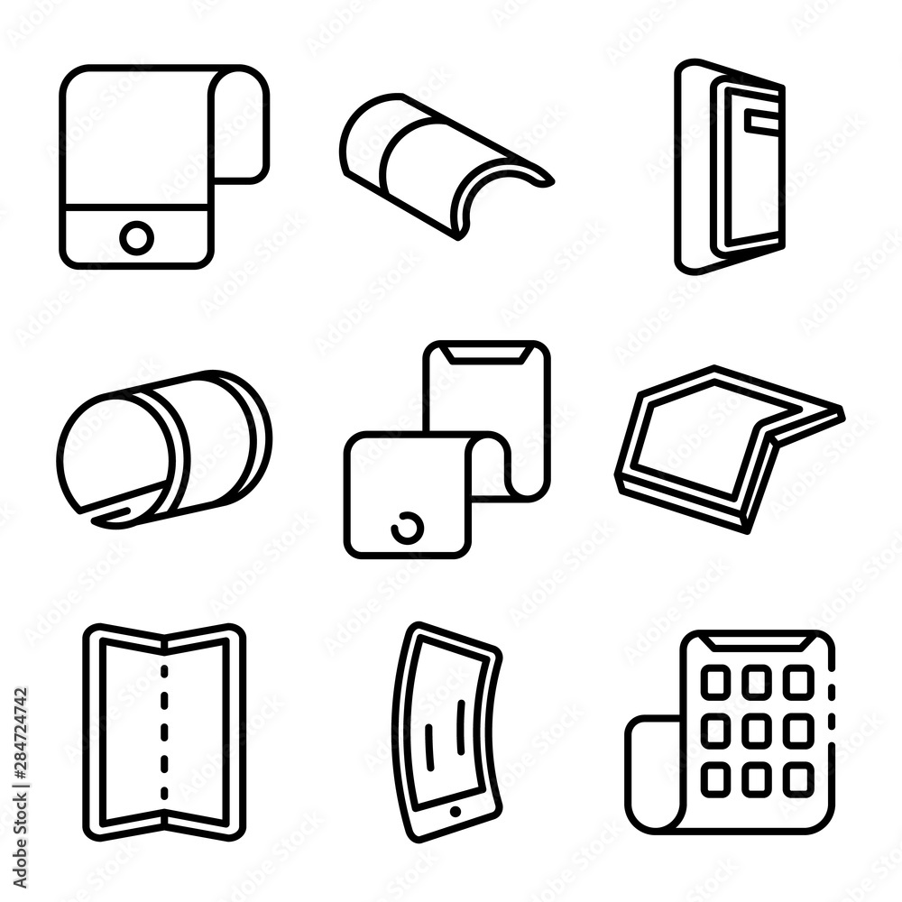Poster flexible display icons set. outline set of flexible display vector icons for web design isolated on 
