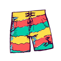 Man swimming shorts color hand drawn illustration