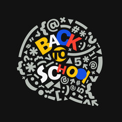Back to school concept. Vector illustration with symbols