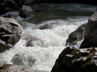 wild mountain creek with stones
