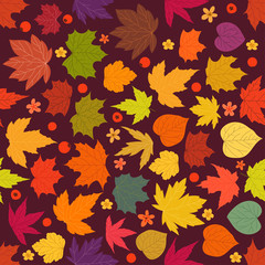 Fototapeta premium Color maple leaves vector seamless background