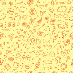 Doodling seamless pattern. Abstract vector illustration