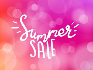 Summer sale inscription on blured background. Season discount vector banner
