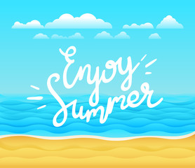 Enjoy summer vector banner. Tropical vector background with calligraphic logo