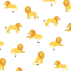Cartoon lion - simple trendy pattern with lion. Cartoon vector illustration for prints, clothing, packaging and postcards. 
