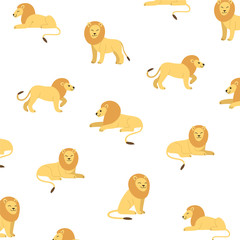 Cartoon lion - simple trendy pattern with lion. Cartoon  illustration for prints, clothing, packaging and postcards.