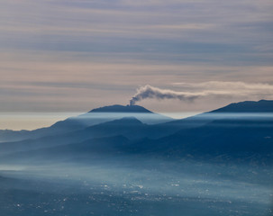 Naklejka na ściany i meble Turrialba Volcano in Costa Rica from the air