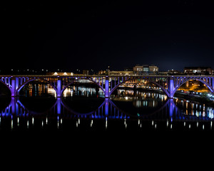 Knoxville Henley Street Bridge at Night - obrazy, fototapety, plakaty