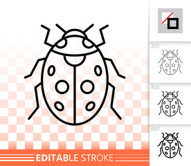 Ladybug insect simple black line vector icon