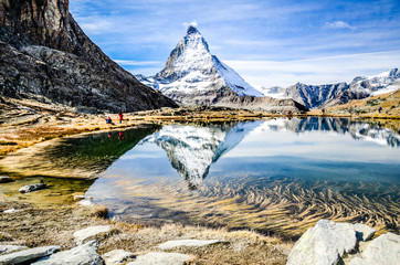 Matterhorn und Riffelsee, Gornergrat ob Zermatt, Wallis, Kanton Valais, Schweiz