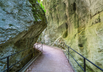 Fototapeta premium Gole dell'Infernaccio (Italy) - A naturalistic wild attraction in the Monti Sibillini National Park, Marche region, province of Fermo