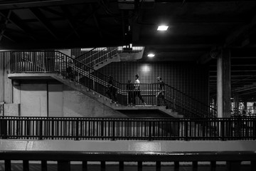 Staten Island Ferry on the New York Harbor against of Lower Manhattan skyscrapers