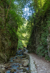 Fototapeta na wymiar Gole dell'Infernaccio (Italy) - A naturalistic wild attraction in the Monti Sibillini National Park, Marche region, province of Fermo
