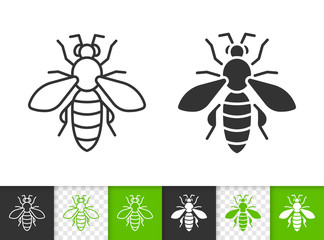 Bee simple insect black line honeybee vector icon