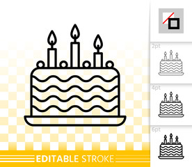 Cake birthday candle party simple line vector icon