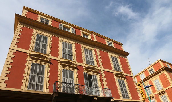 old hotel building in Menton , French Riviera