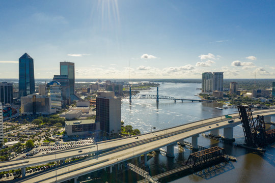 Aerial shot of the St Johns River Jacksonville FL