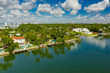 Fototapeta na wymiar Miami Beach luxury waterfront real estate shot with a drone