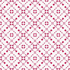 Elegant vector abstract geometric floral seamless pattern. Red and white color