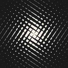 Vector dark halftone geometric pattern with crossing lines, squares, grid, mesh