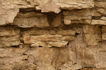 Rocky brick wall. stone wall background. abstract grunge texture. old brown masonry