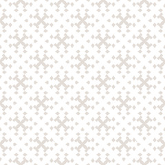 Subtle vector ornamental seamless pattern with crosses, rhombuses, grid, lattice