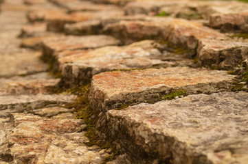 Rocky brick wall. stone wall background. abstract grunge texture. old brown masonry
