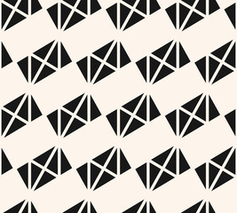 Vector black and white geometric seamless pattern with triangles, rectangles