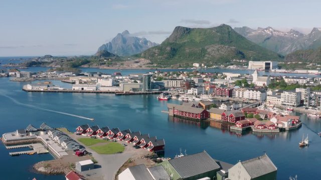 City Svolvaer aerial view. Norway. Lofoten Islands.