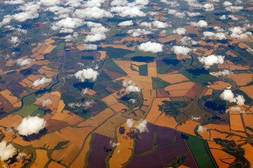 Aerial photography of the earth from a height of 10 thousand meters.