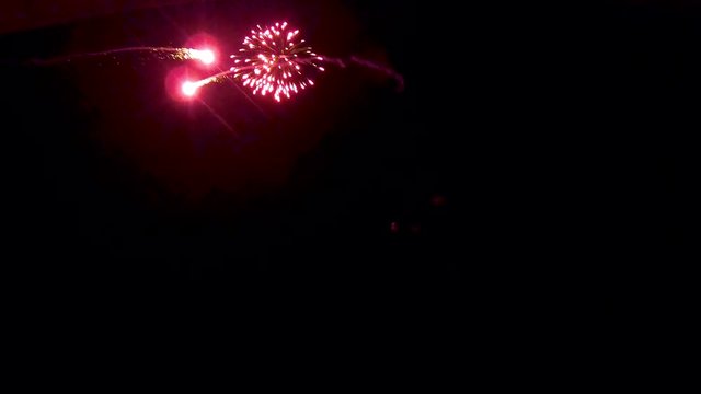 Rockets bursting in air in this beautiful firework display