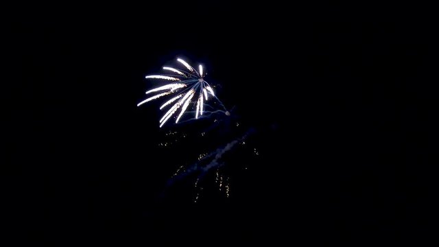 A beautiful but simple firework display in the dark of night.  Segment 1 of 5 in slow motion.  One part of a longer clip when placed together.