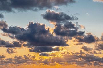 Small heavy low clouds during sunset.