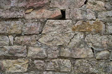 Rocky brick wall. stone wall background. abstract grunge texture. old gray masonry